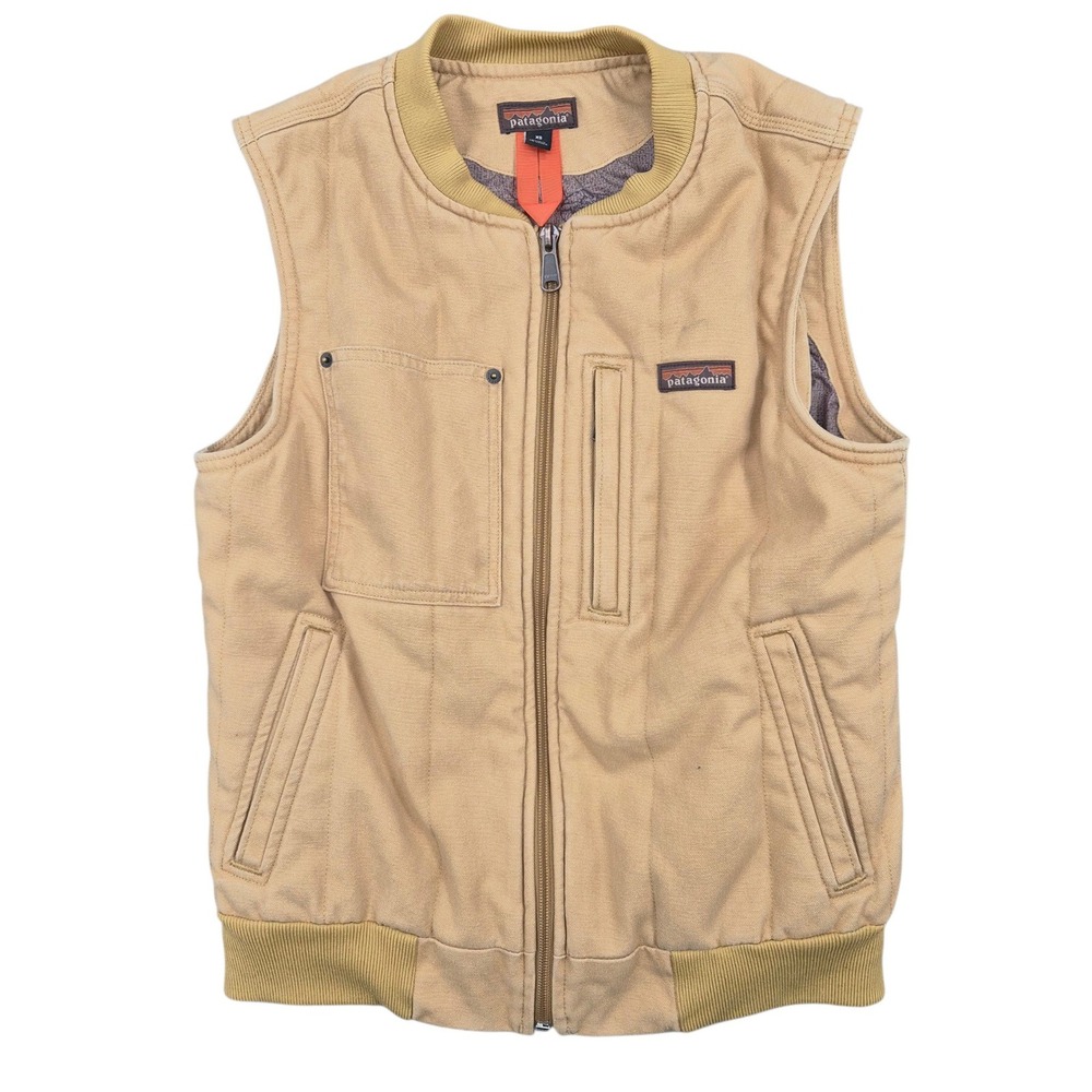 Patagonia Iron Forge Hemp Canvas Barn Vest Tan Brown Full Zip Insulated XS